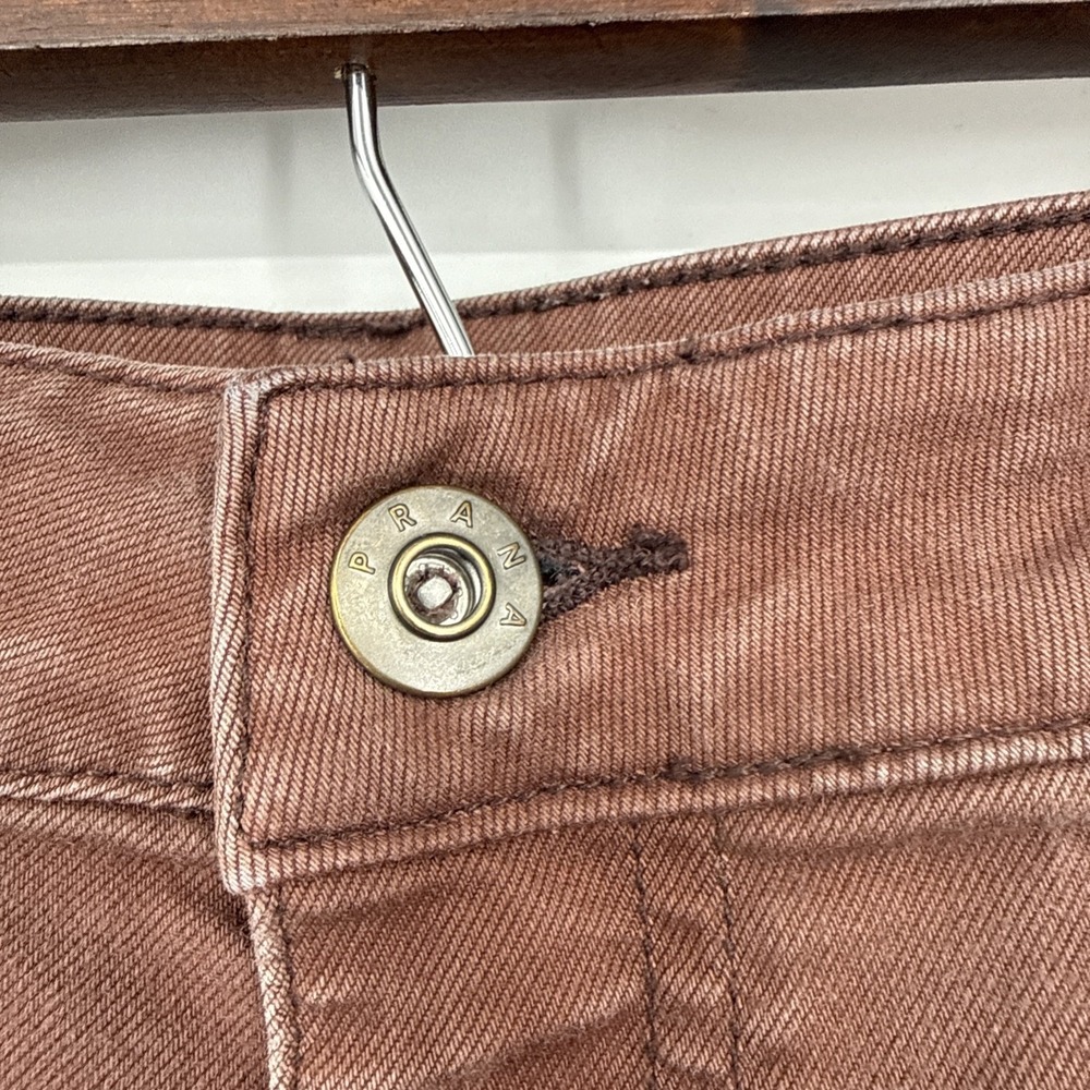 PrAna Kayla Crop Chino Pants Women's 10 Mid Rise Brown Hiking Durable Slit Hem - Picture 2 of 8
